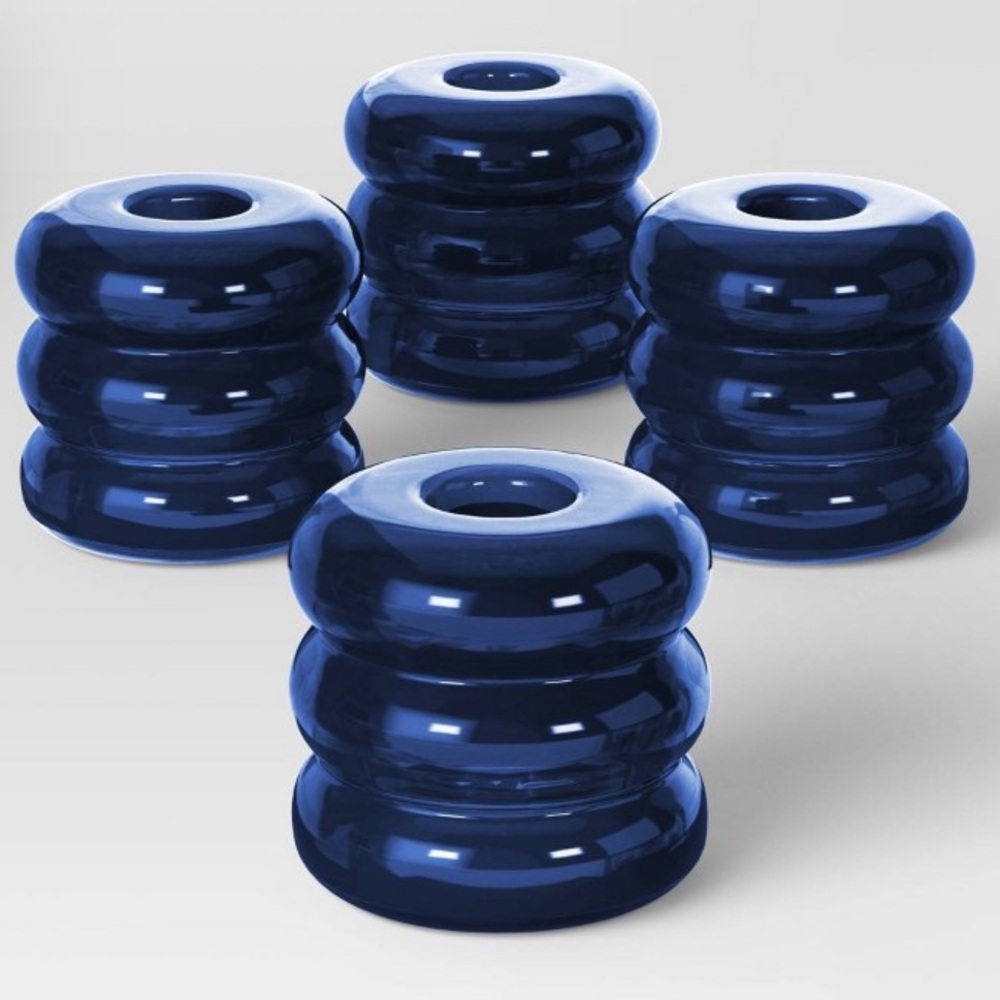 ROOM ESSENTIALS NWT 4pc bubble glass taper candle holders -blue